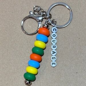 Silicone Inspirational Beaded Keychain - Courage